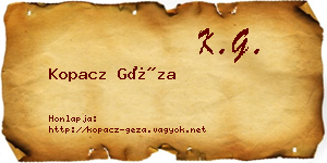 Kopacz Géza névjegykártya